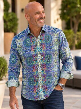 Robert Graham Men’s Embroidered Paisley Medallion Button Down Shirt